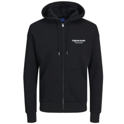 Jack & Jones felpa zip intera con cappuccio taglie forti uomo colore nero 12248197