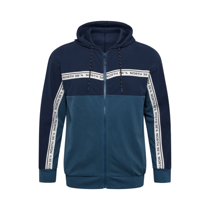 North 56°4 felpa con cappuccio zip intera taglie forti uomo colore navy blu 43128 - immagine 1