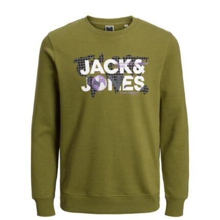 Jack & Jones felpa girocollo taglie forti uomo colore verde acido 12247943